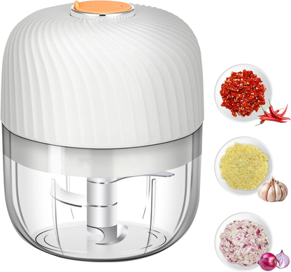 Belro electric garlic, onion, and chili chopper with stainless steel blades for quick, effortless food prep in the kitchen.