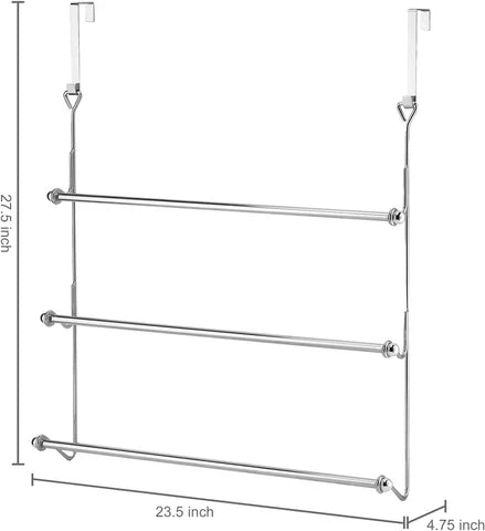 Belro over-the-door bathroom towel bar rack holder mounted on door, ideal for organizing towels in home and garden outdoor spaces.