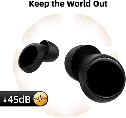 Belro reusable noise-canceling ear plugs for sleeping, focus, and travel, shown in a close-up image with a soft silicone design