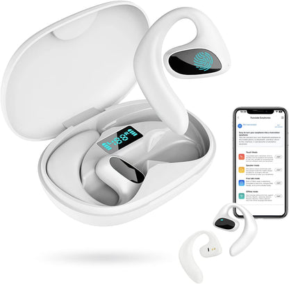 Belro language translator earbuds in black, compact wireless electronic earbuds for real-time translation and language learning.