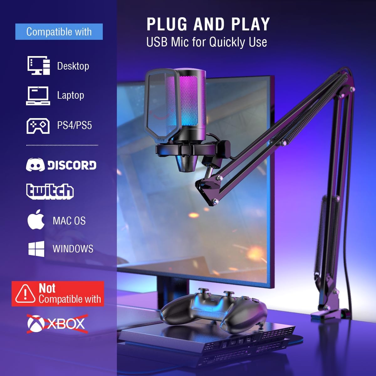 Belro gaming PC microphone condenser mic for podcasting and streaming, with a professional audio condenser design.