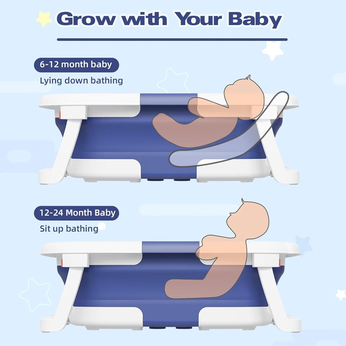 Belro baby bath tub for kids, soft plastic with gentle curves, suitable for infant bathing and easy to clean.