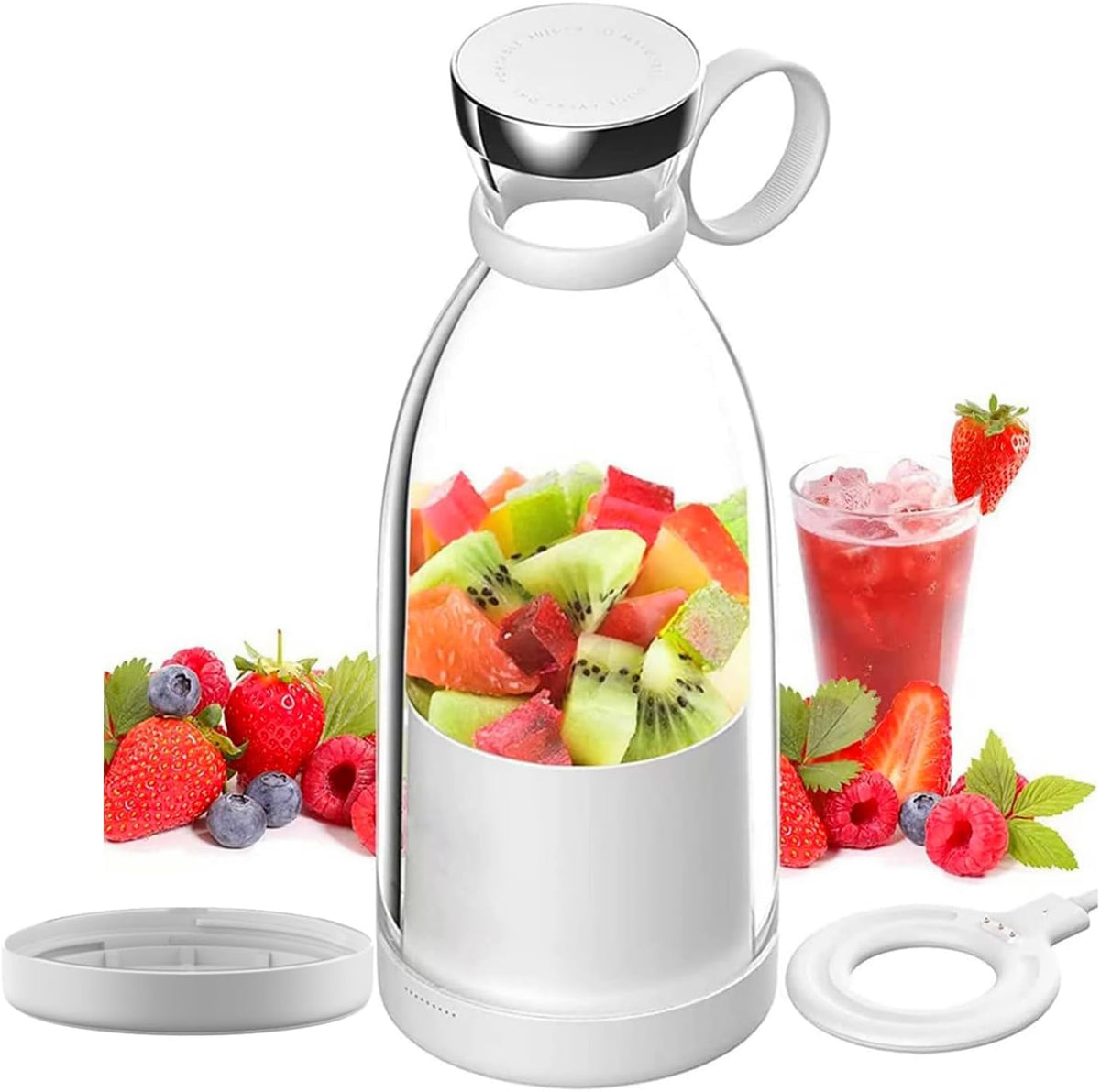 Belro portable electric juicer blender with compact design, featuring a clear blending jar and sturdy base for smoothies and drinks.