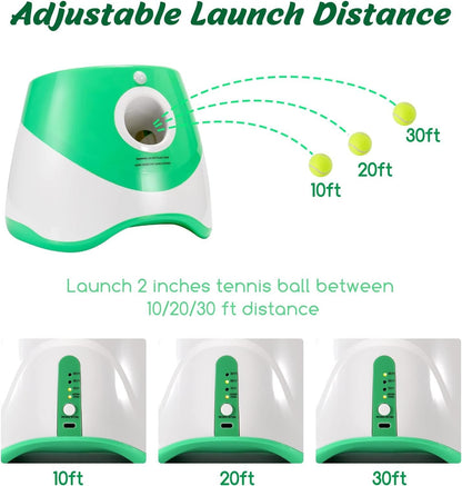 Belro automatic dog ball thrower with three distance settings, suitable for outdoor tennis games and pet exercise.