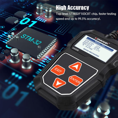 Belro Car Alternator Battery Tester showing digital display and testing probes for automotive battery and alternator diagnostics