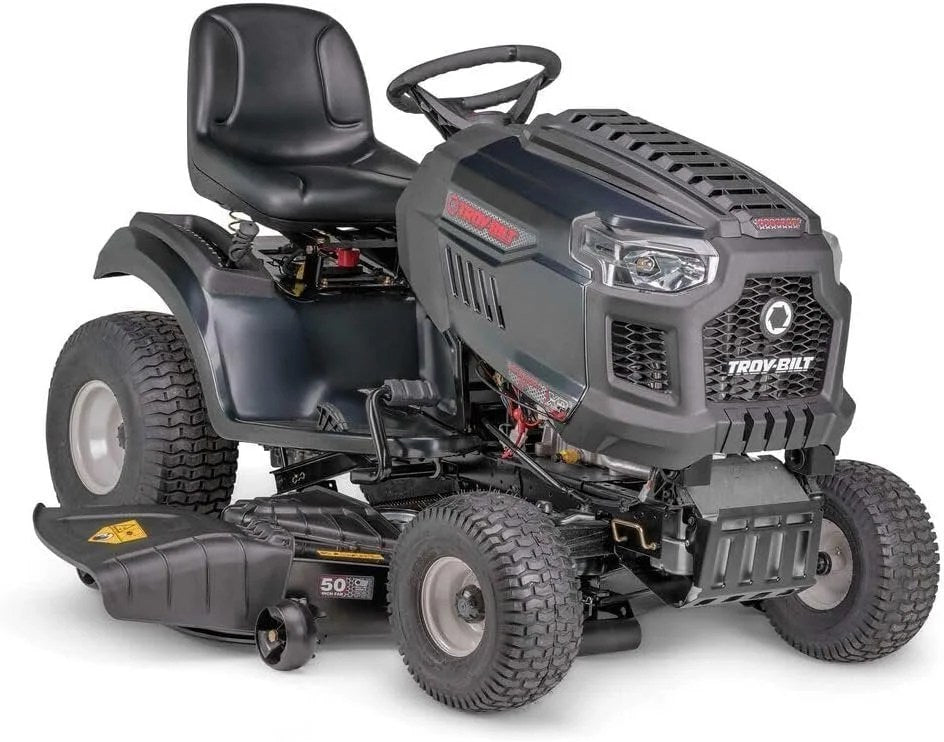 Casavibeo Super Bronco 50K riding lawn mower with large cutting deck and comfortable seat, ideal for heavy-duty garden maintenance.