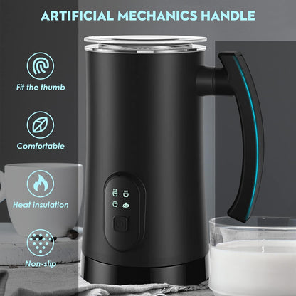 Belro electric milk frother and steamer for instant hot beverages, compact kitchen appliance with stainless steel finish.