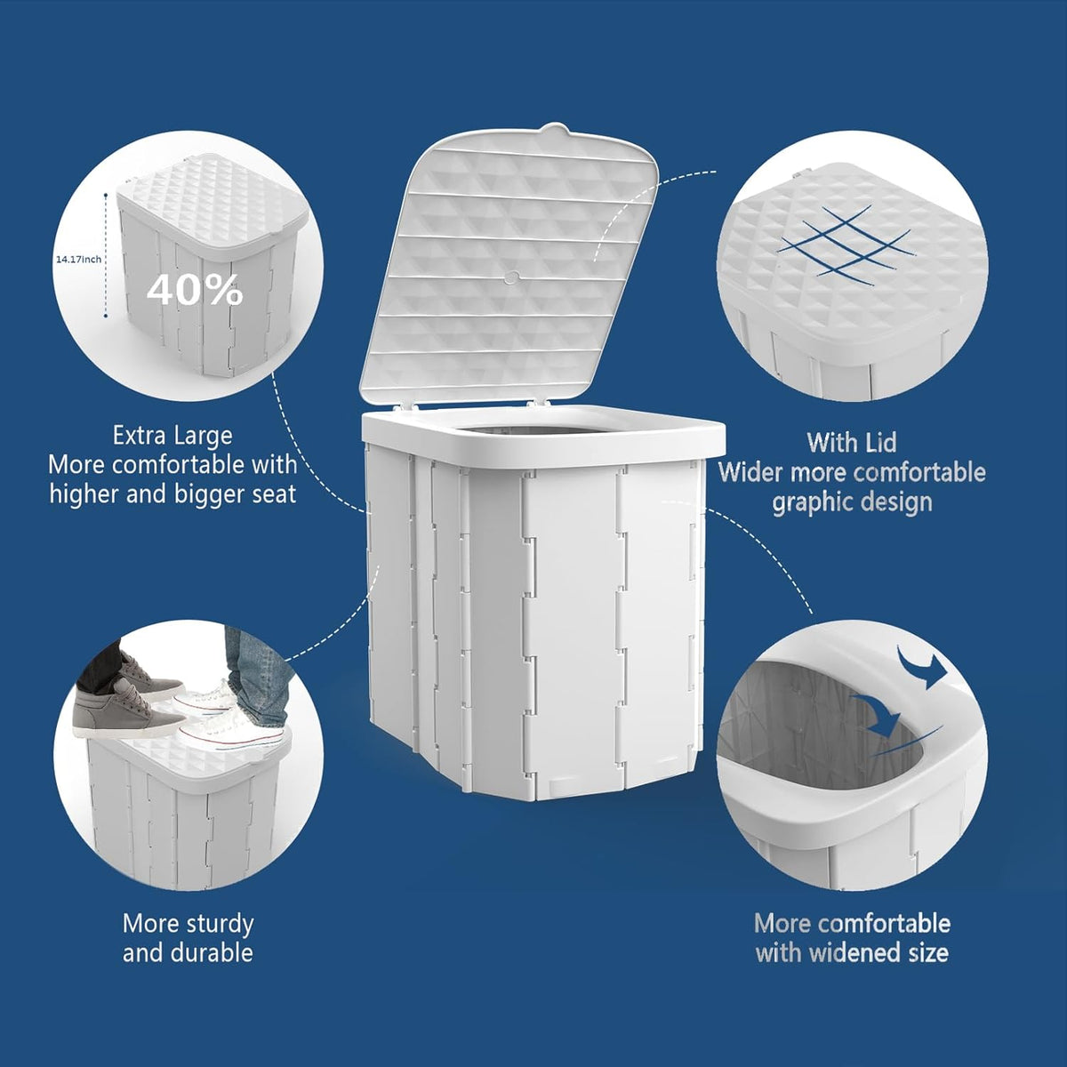 Belro portable camping toilet with compact design and sturdy plastic construction, ideal for outdoor outdoor use.