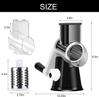 Belro rotary cheese and vegetable manual grater with stainless steel drum and ergonomic handle for easy kitchen prep.