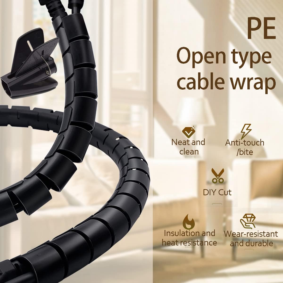Belro desk cable organizer for electronics with multiple compartments to neatly arrange and manage cables and cords.