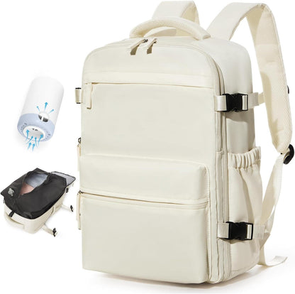 Belro 15.6-inch travel backpack for electronics and laptops, showing multiple compartments and padded straps.