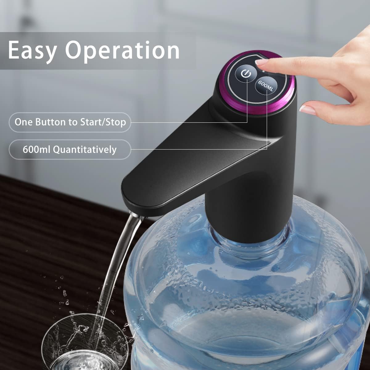 Belro electric water bottle pump dispenser with easy-to-use handheld design for convenient water pouring and dispensing.