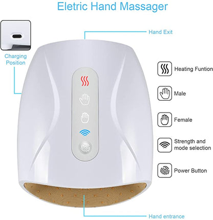 Belro electric hand massager with heat feature, showing a compact device designed for soothing hand massage and warmth.