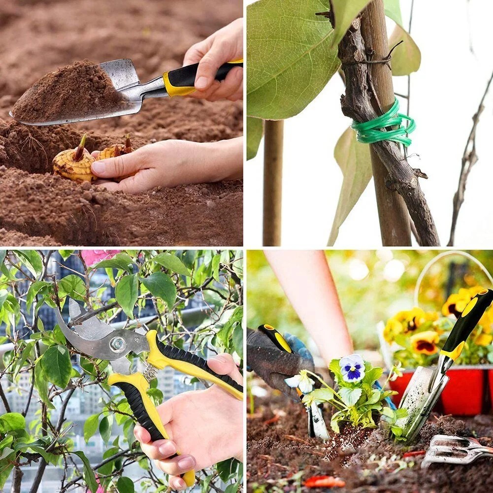 Casavibeo 3-piece garden planting tools set with aluminum alloy shovel and potting tools for gardening and planting tasks