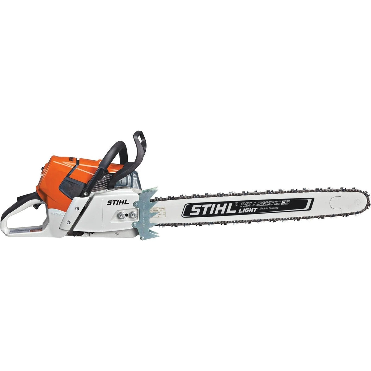 Stihl MS 661 CM chainsaw with a 25-inch bar, shown in a close-up view, featuring a sturdy metal body and ergonomic handle.