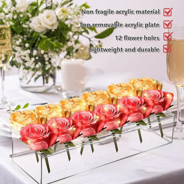 Clear acrylic flower vase by Belro, modern home decor vase with a sleek, transparent design for floral arrangements.