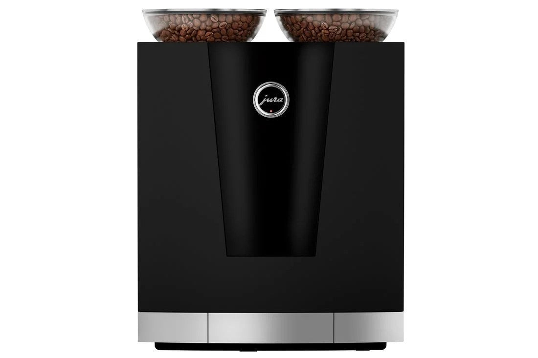Casavibeo Jura GIGA 6 automatic coffee machine with sleek design, dual coffee spouts, digital display, and stainless steel finish