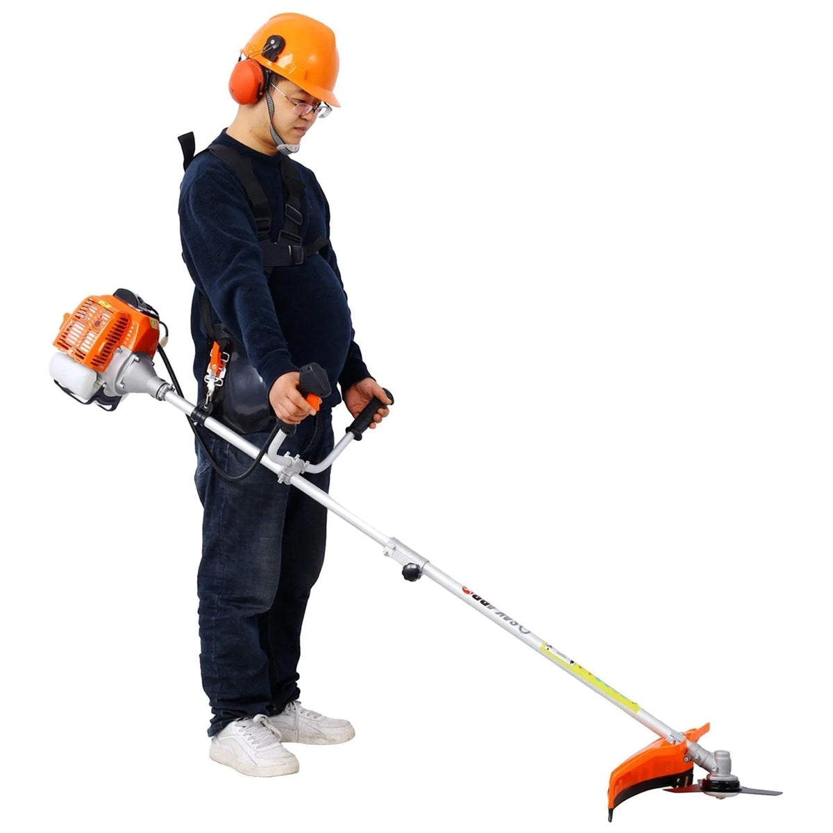 Casavibeo 3-in-1 blower, string trimmer, and brush cutter with rubber handle and shoulder strap for yard work.