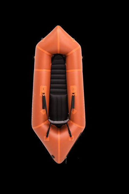 Casavibeo Recon inflatable kayak on water, showcasing its compact design and durable construction for outdoor water adventures.