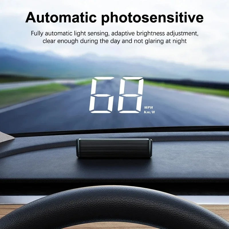 Belro digital speedometer for car, electronic device showing speed readings on a digital display, installed in vehicle dashboard.