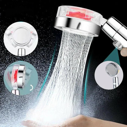 Belro 360° rotatable power shower head with multiple spray settings, mounted on a bathroom wall for easy use and adjustable water flow.