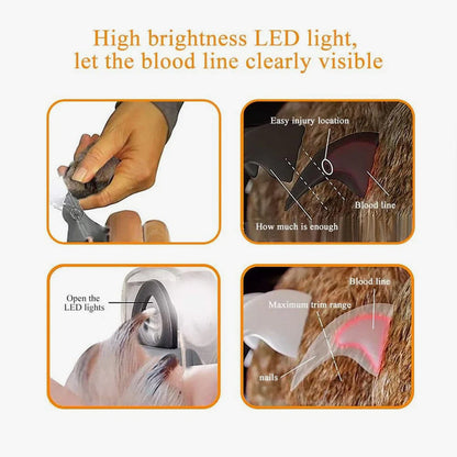Mivoza pet nail clipper with LED light and replaceable stainless steel blade, designed for safe and easy pet grooming.