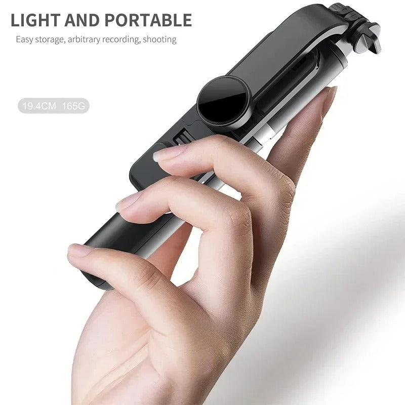 Belro selfie stick and tripod for tablets, adjustable phone holder, compact design for portable smartphone photography.
