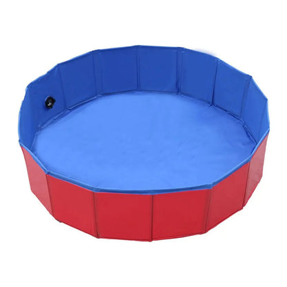 Belro foldable dog pool filled with water, portable pet supply for dogs, outdoor pet cooling and play area.