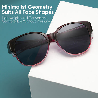 BowLift Fit-Over polarized sunglasses with UV400 protection, wraparound design, designed to wear over glasses for outdoor protection.