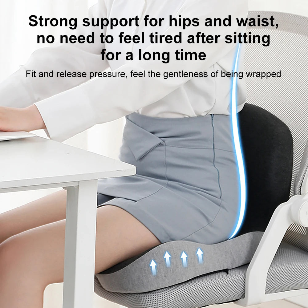 Belro memory foam lumbar pillow seat cushion for back support, designed for ergonomic comfort and pain relief.