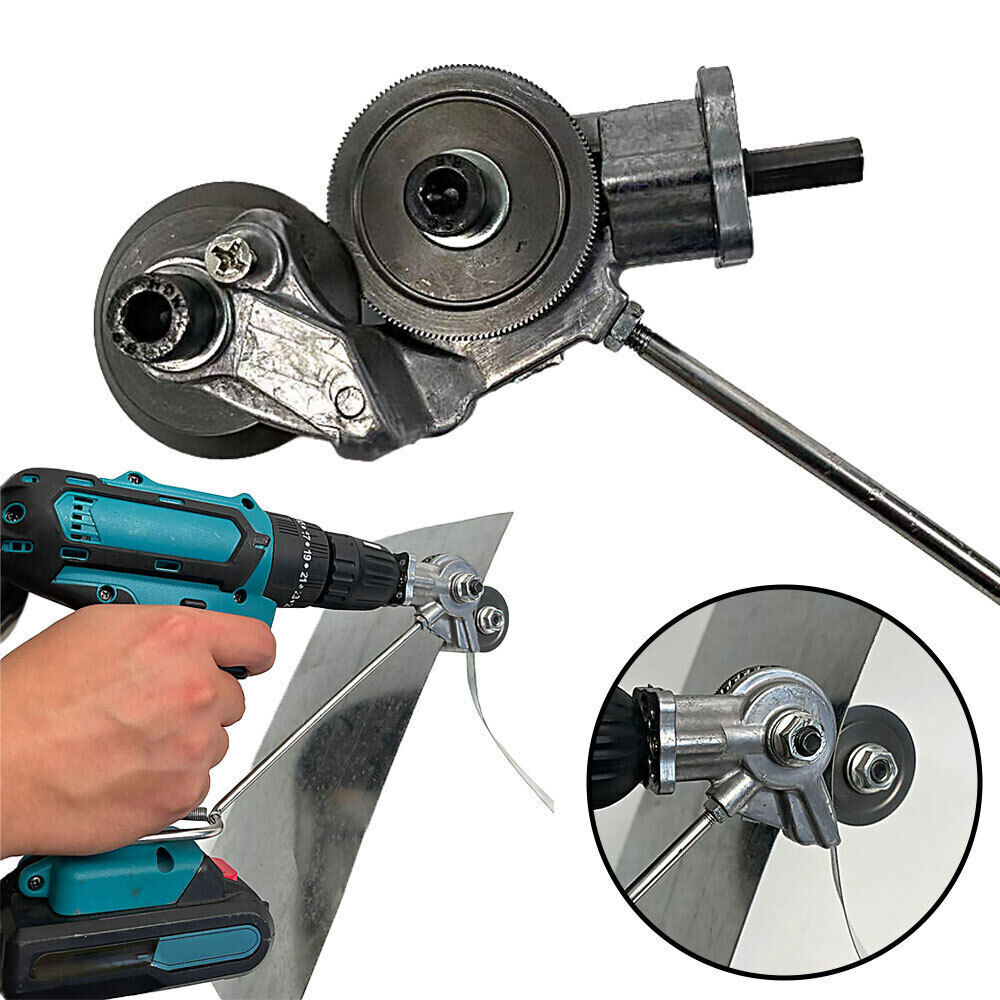 Belro electric drill and plate cutter tool with adjustable handle and cutting blade for hardware and construction projects.