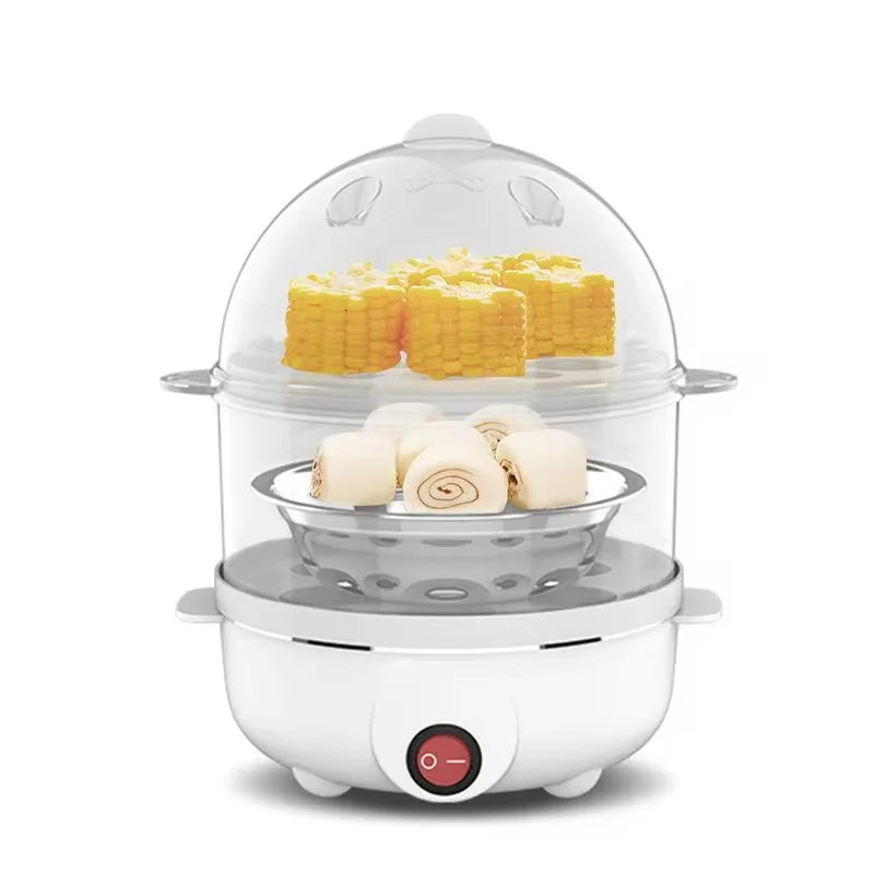 Belro double layer electric egg cooker with stainless steel trays, compact design for easy home kitchen use.