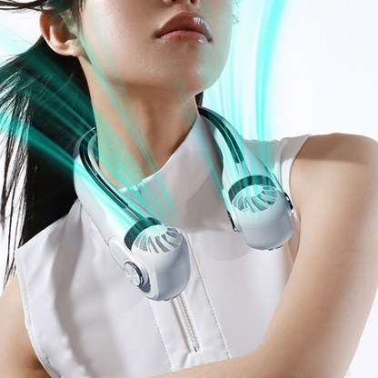 Belro rechargeable summer travel neck cooling fan worn around the neck, portable outdoor fan for hot weather.