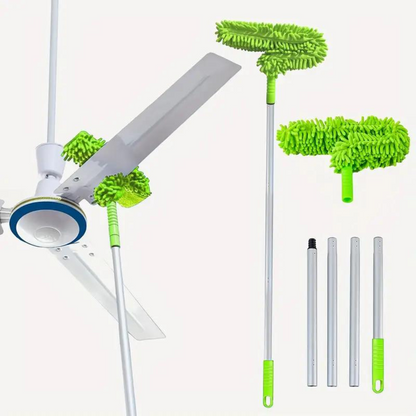 Belro flexible extendable microfiber ceiling fan duster with high reach for outdoor cleaning in home and garden.