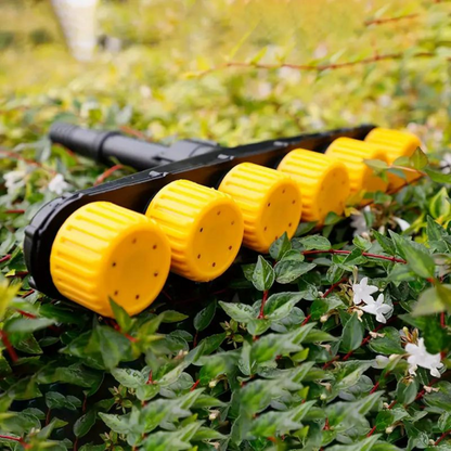 Belro multipurpose garden atomizer nozzle attachment connected to garden hose for versatile watering and spraying tasks.