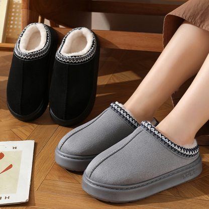 Belro fluffy insole platform slippers with faux fur lining, slip-on winter footwear for cozy comfort and stylish warmth.