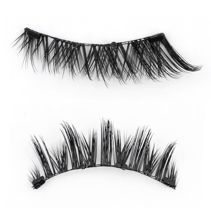 Belro reusable magnetic eyelash and tweezer set, no glue needed, displayed with magnetic lashes and applicator on a white background.
