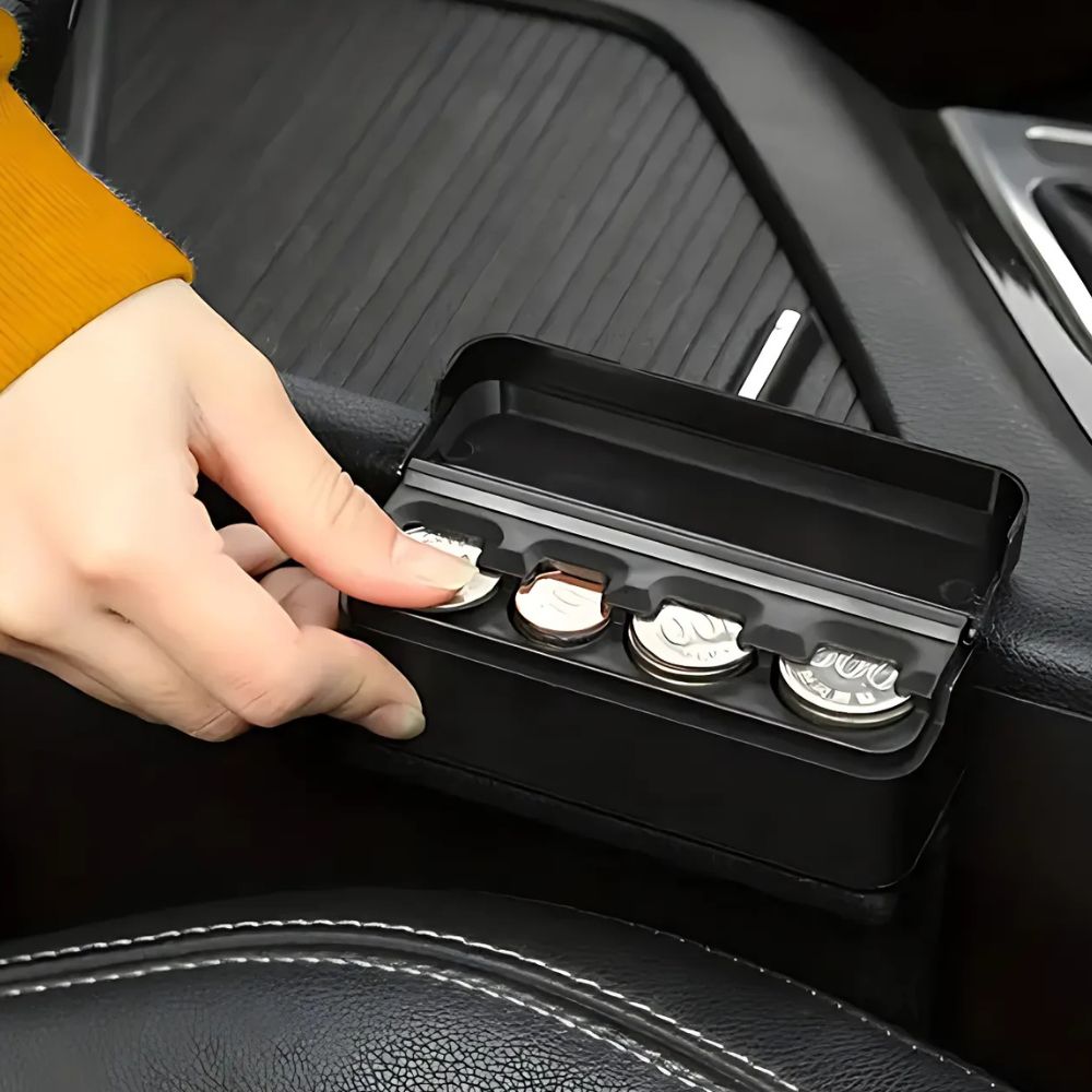 Belro car coin holder for easy access and loose change storage, compact automotive interior organizer for vehicles.