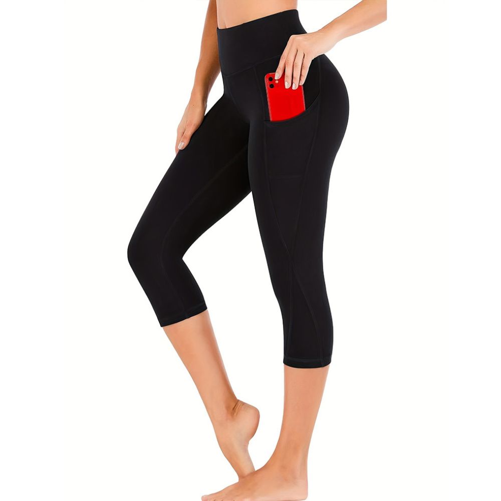 Belro ladies cotton capri leggings with pockets, lightweight activewear pants suitable for casual and workout wear.