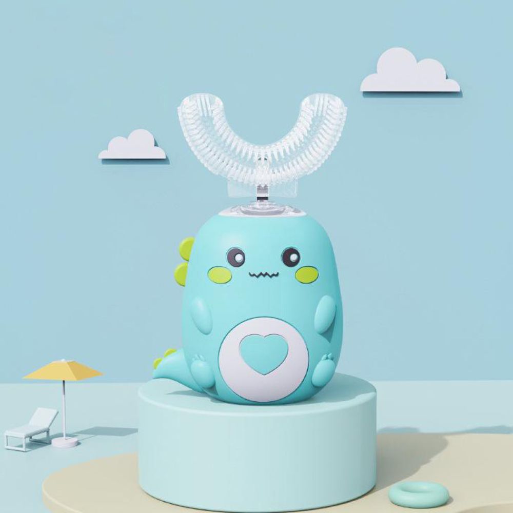 Belro 360° U-Shape Sonic Electric Toothbrush for Kids with colorful handle and multiple brush heads for gentle cleaning.