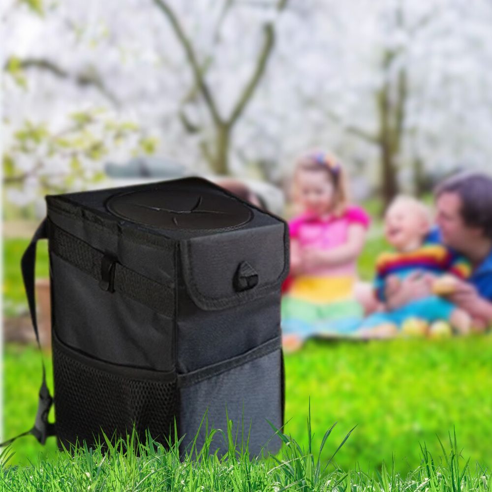 Belro waterproof car trashcan hanging inside vehicle, compact automotive interior organizer for trash disposal