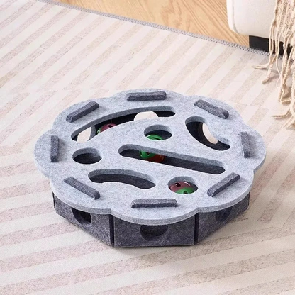 Belro felt interactive cat puzzle toy box with colorful compartments for engaging feline play and mental stimulation.