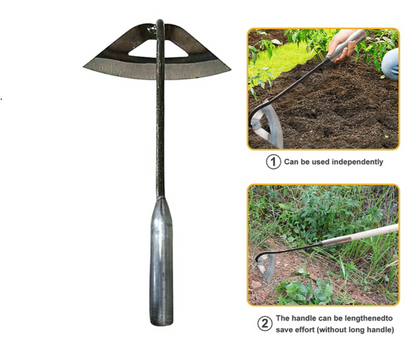 Belro all steel hollow hoe for gardening, outdoor garden tool with a sturdy metal blade and handle for soil cultivation.