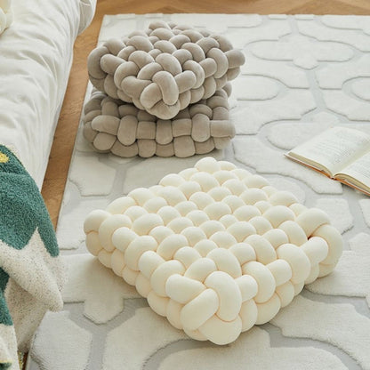 Mivoza woven knot velvet floor cushion with soft, plush texture, perfect for living room seating and decorative comfort.