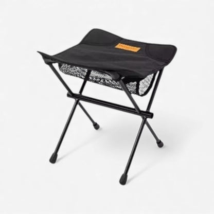 Mivoza folding camping stool with storage net, lightweight outdoor garden furniture, portable and compact for outdoor seating