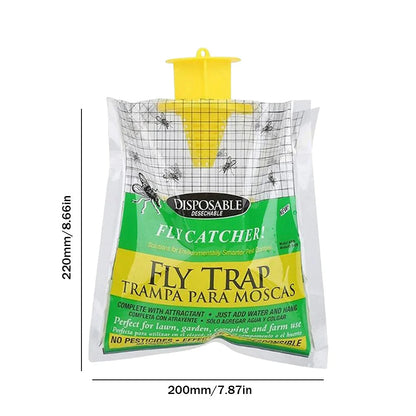 Belro Eco Disposable Outdoor Fly Trap shown hanging outdoors, designed for pest control in home and garden environments.