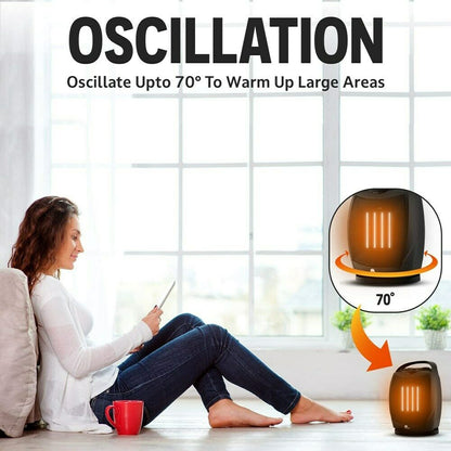 Belro portable electric space heater with oscillating fan, thermostat, and quiet operation for home heating.