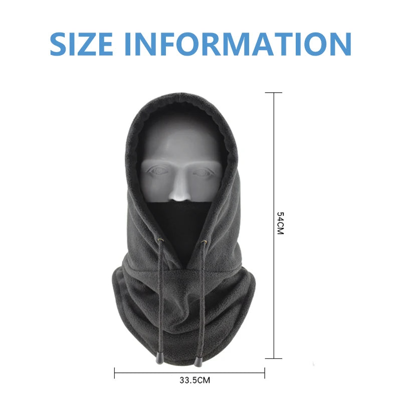 Belro polar fleece balaclava mask for winter, showing a close-up of the soft, warm fleece fabric covering the face and neck.