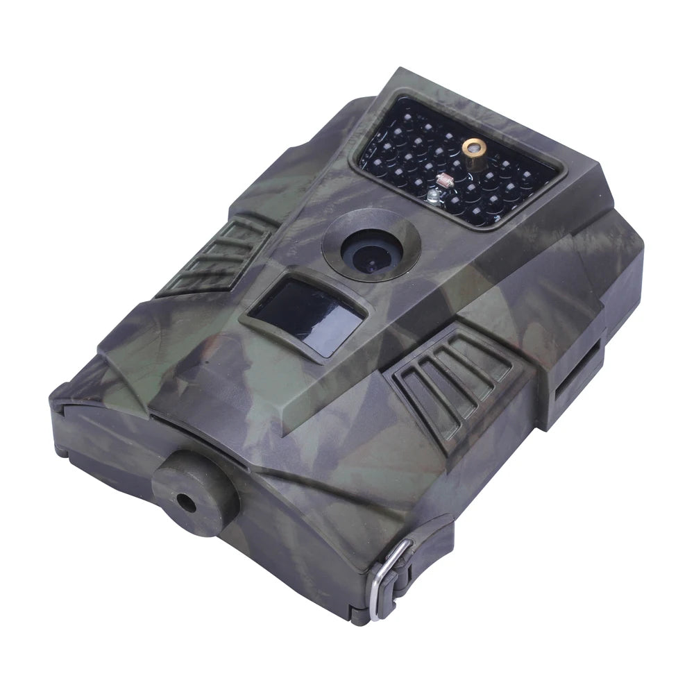 Belro Elite Vision wildlife trail camera mounted outdoors, showcasing its compact design and lens for wildlife monitoring.