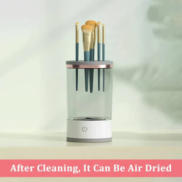 Belro electric makeup brush cleaner in use, showcasing automatic cleaning device for beauty and skincare tools.